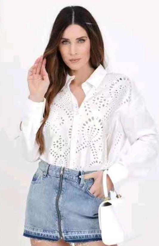 Camicia donna Blu Deise all'ingrosso modello CR-2103 - L&Y