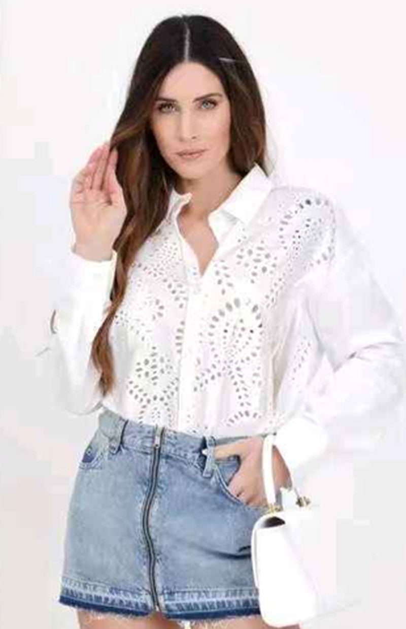 Camicia donna Blu Deise all'ingrosso modello CR-2103 - L&Y