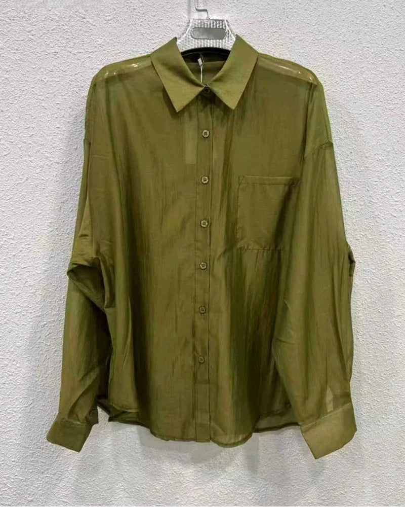 Camicia donna Vinceotto all'ingrosso verde modello V6808 - L&Y
