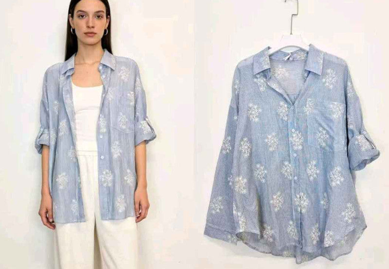 Camicia donna Blu Deise all'ingrosso modello CR-2517 - L&Y