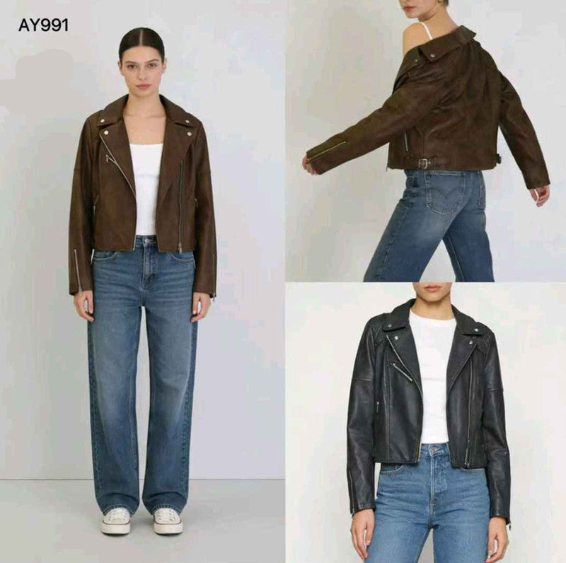 Giacca di ecopelle donna Blu Deise all'ingrosso modello AY991 - L&Y