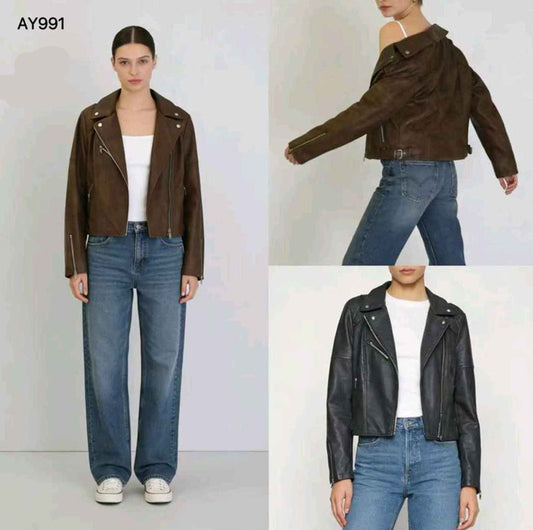 Giacca di ecopelle donna Blu Deise all'ingrosso modello AY991 - L&Y