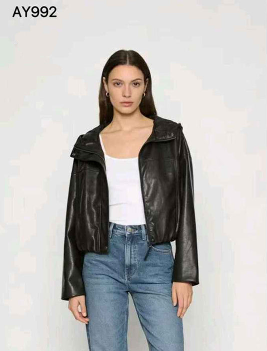 Giacca di ecopelle donna Blu Deise all'ingrosso modello AY992 - L&Y