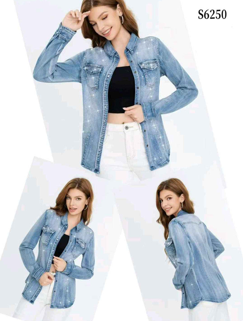 Camicia di jeans donna Water Jeans all'ingrosso modello S6250 - L&Y