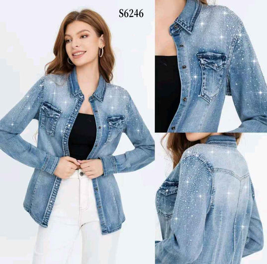 Camicia di jeans donna Water Jeans all'ingrosso modello S6246 - L&Y