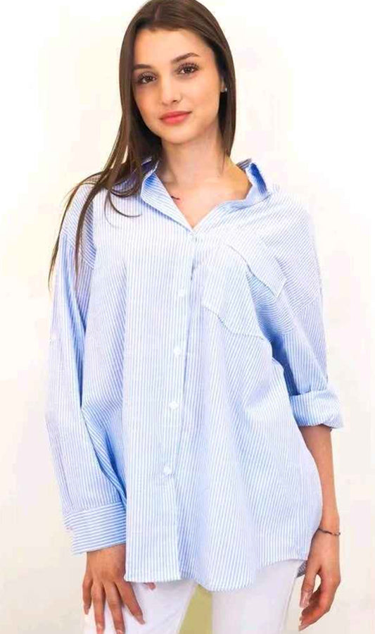 Camicia donna Blu Deise all'ingrosso modello CR-2272 - L&Y