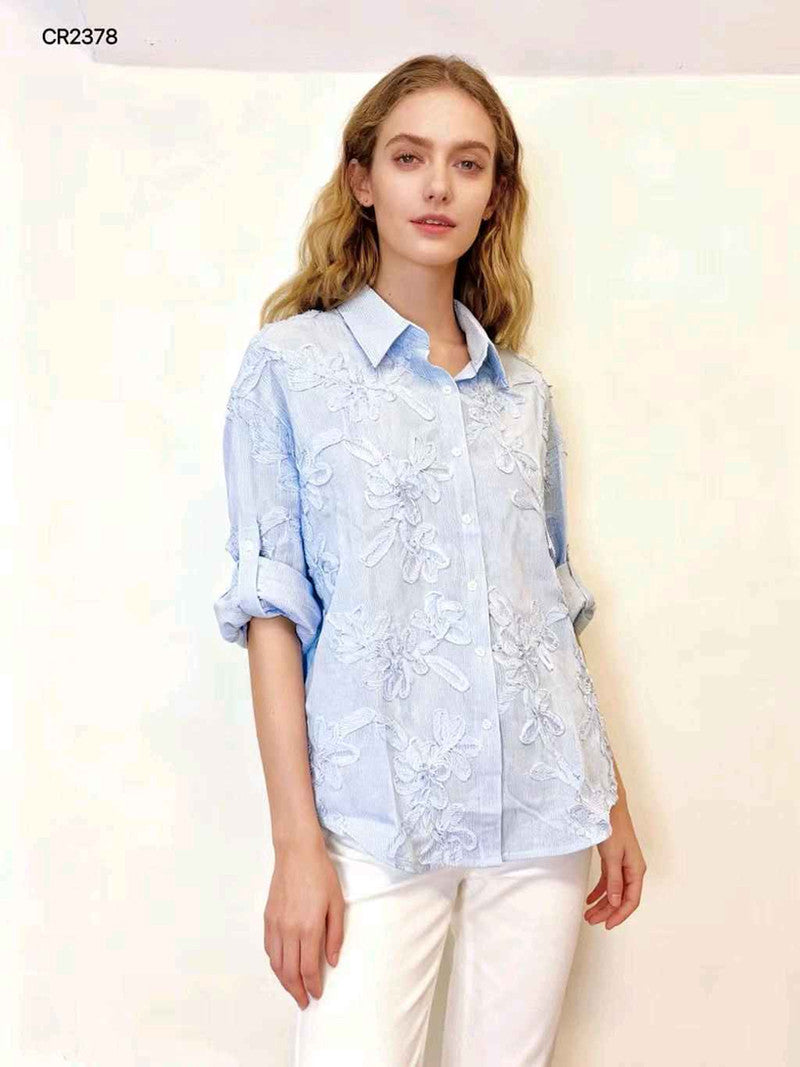 Camicia donna Blu Deise all'ingrosso modello CR-2378 - L&Y
