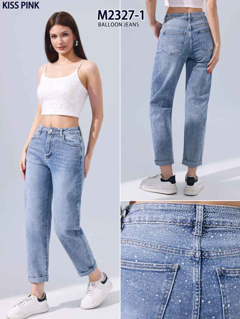 Jeans donna Kiss Pink all'ingrosso modello M2327 - L&Y