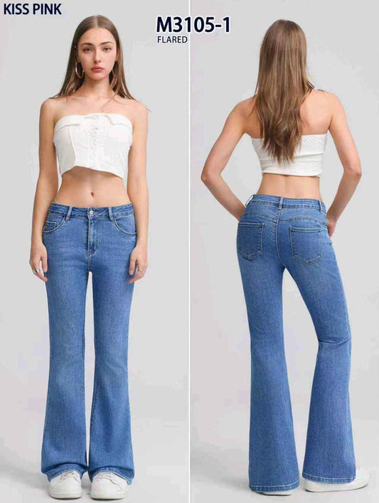 Jeans taglia comoda donna Kiss Pink all'ingrosso modello M3105-2 - L&Y