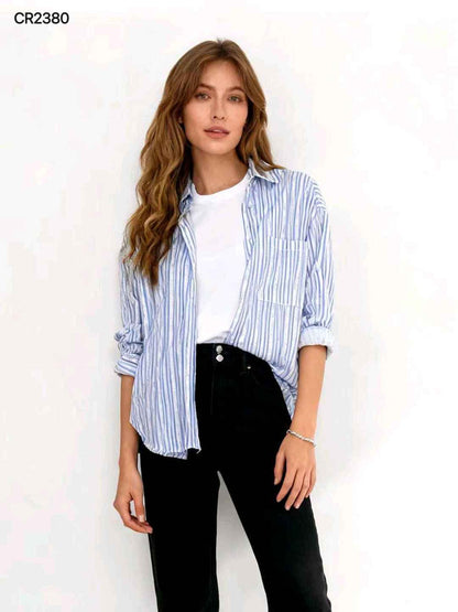 Camicia donna Blu Deise all'ingrosso modello CR-2380 - L&Y
