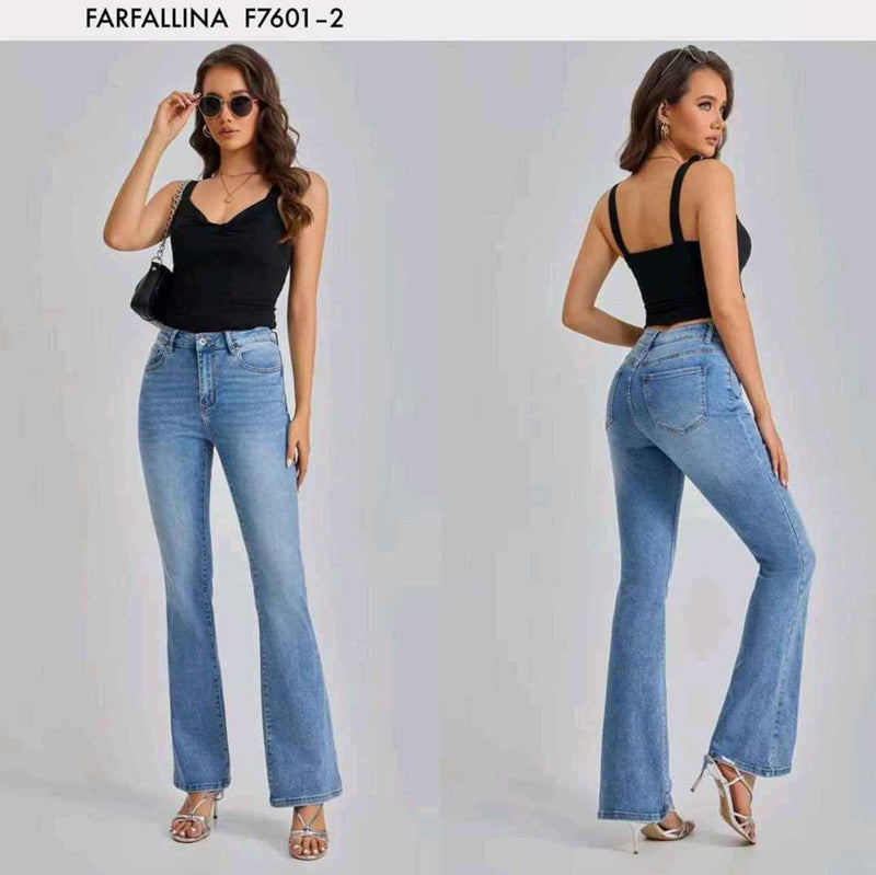 Jeans taglia comoda donna Farfallina all'ingrosso modello F7601-2 - L&Y