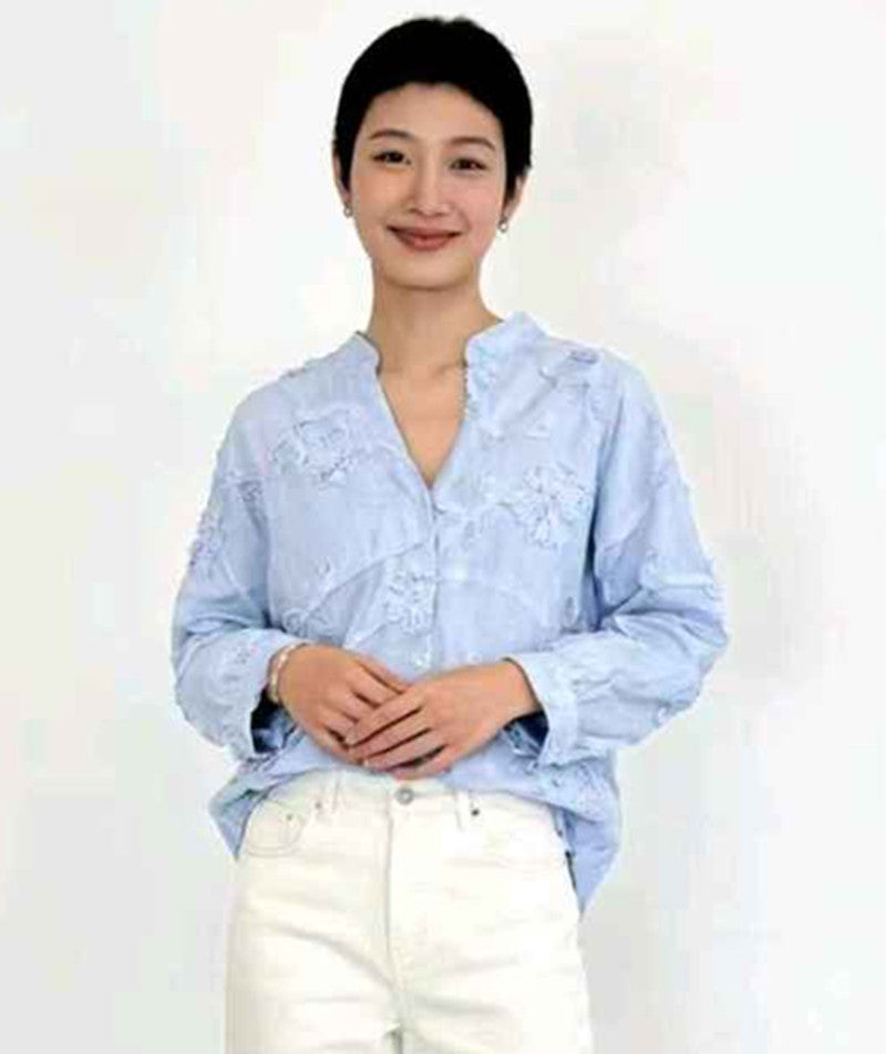 Camicia donna Blu Deise all'ingrosso modello CR-2371 - L&Y