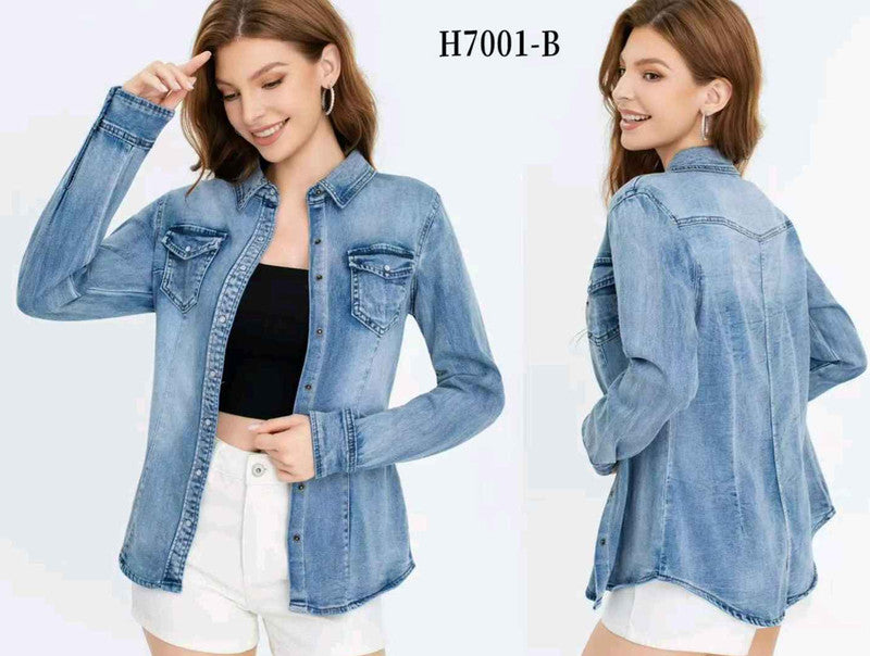 Camicia di jeans donna Water Jeans all'ingrosso modello H7001B - L&Y
