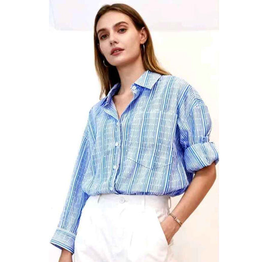 Camicia donna Blu Deise all'ingrosso modello CR-2299 - L&Y