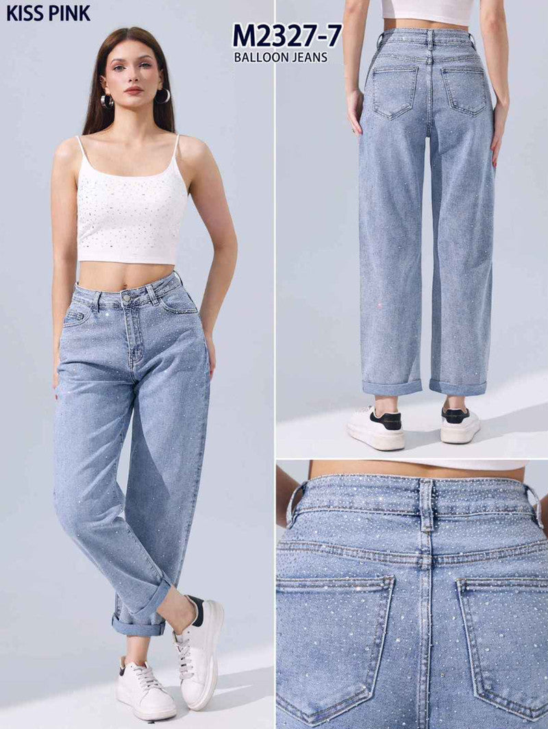 Jeans donna Kiss Pink all'ingrosso modello M2327 - L&Y