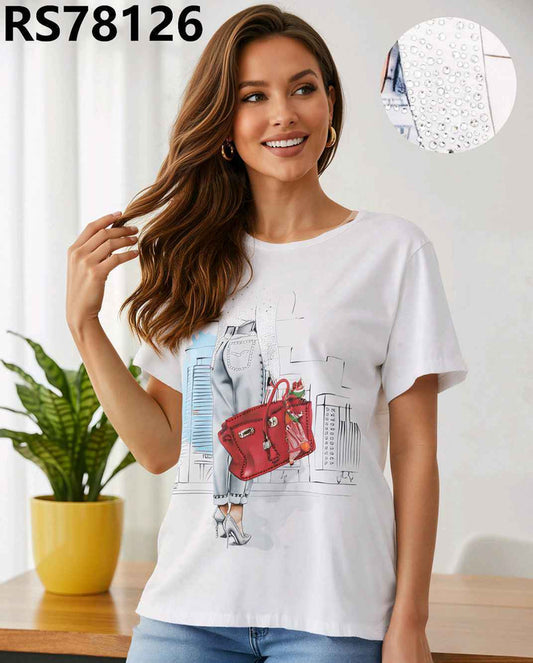 T-shirt donna Blu Oltre all'ingrosso modello RS78126 - L&Y