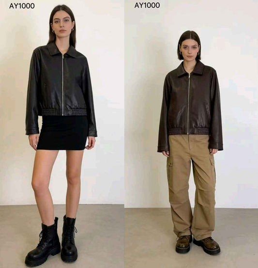 Giacca di ecopelle donna Blu Deise all'ingrosso modello AY1000 - L&Y