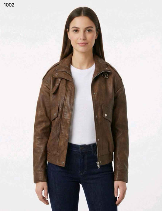 Giacca di ecopelle donna Blu Deise all'ingrosso modello AY1002 - L&Y