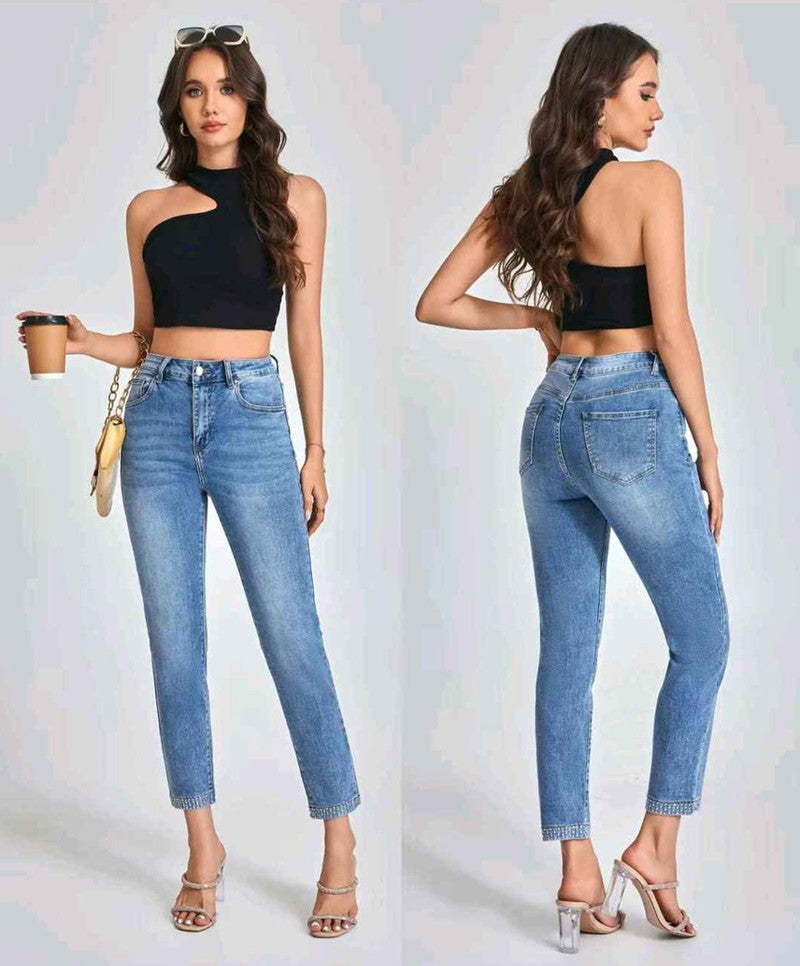 Jeans taglia comoda donna Farfallina all'ingrosso modello F7665 - L&Y