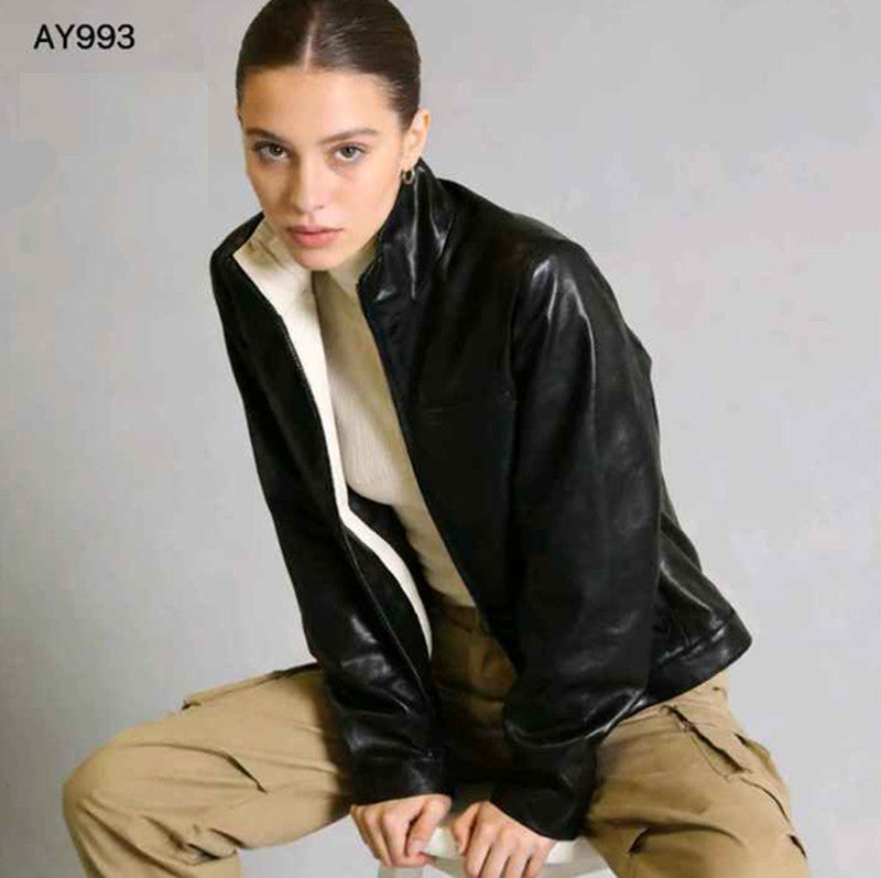 Giacca di ecopelle donna Blu Deise all'ingrosso modello AY993 - L&Y