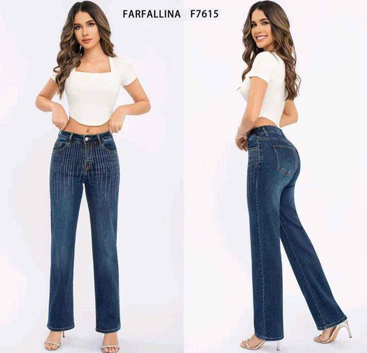 Jeans taglia comoda donna Farfallina all'ingrosso modello F7615 - L&Y