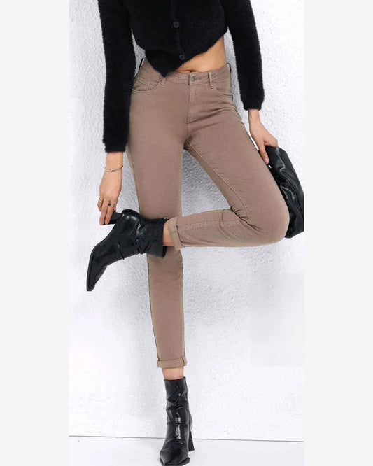 Jeans khaki taglia comoda donna Kiss Pink blu all'ingrosso modello AC725 - L&Y