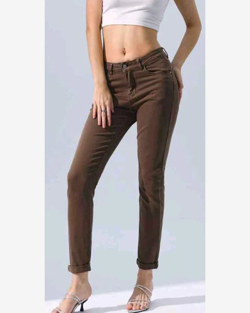 Jeans marrone taglia comoda donna Kiss Pink blu all'ingrosso modello AC725 - L&Y