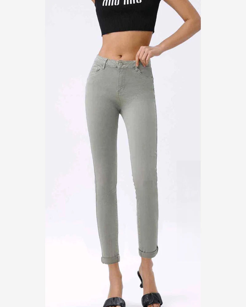 Jeans verde taglia comoda donna Kiss Pink blu all'ingrosso modello AC725 - L&Y