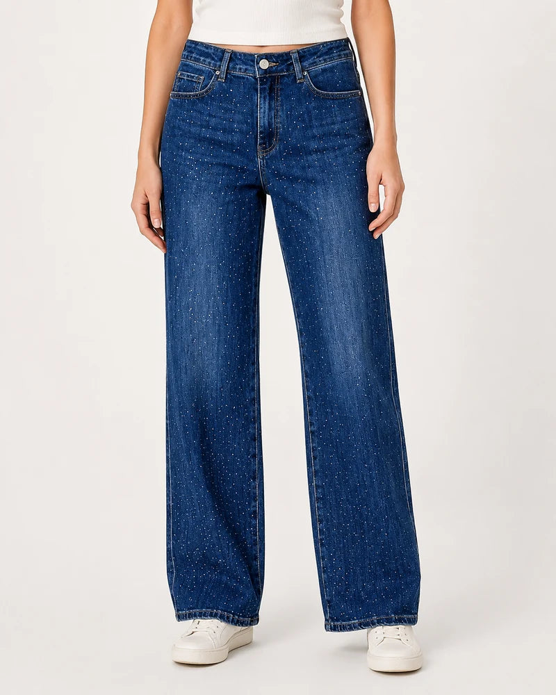 Jeans taglia comoda donna Kiss Pink blu all'ingrosso modello AE135 - L&Y