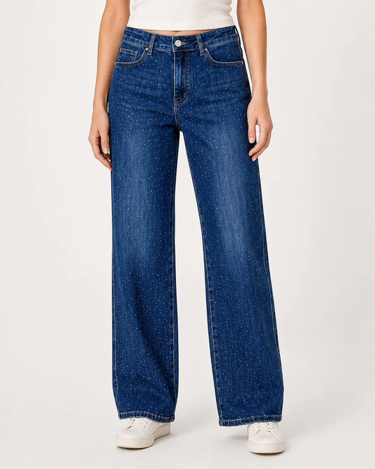 Jeans taglia comoda donna Kiss Pink blu all'ingrosso modello AE135 - L&Y