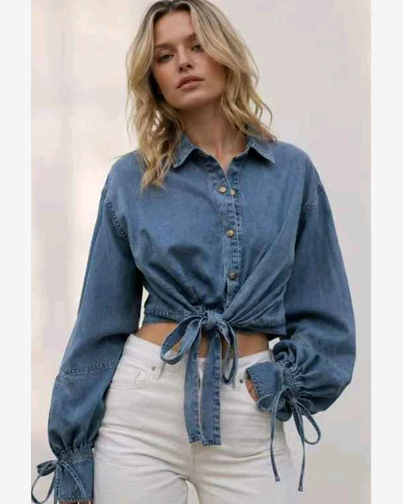 Camicia di jeans donna Vinceotto blu all'ingrosso modello B-378 - L&Y