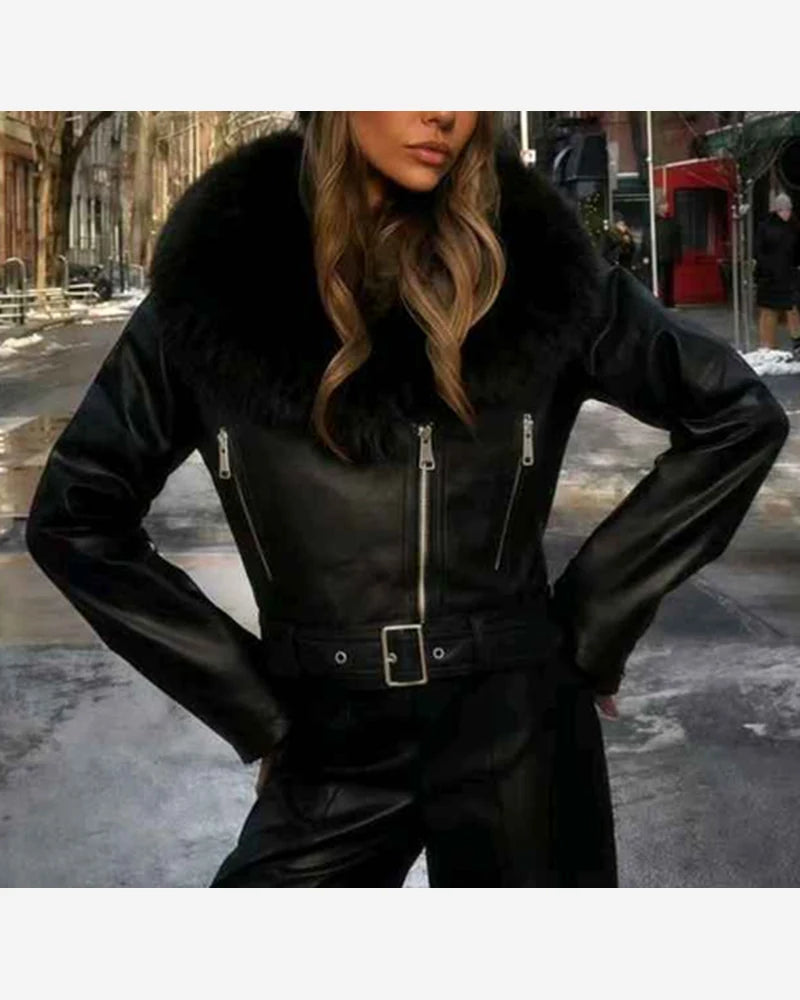 Giacca di ecopelle donna Vinceotto nero all'ingrosso modello DA-1105 - L&Y - foto 2