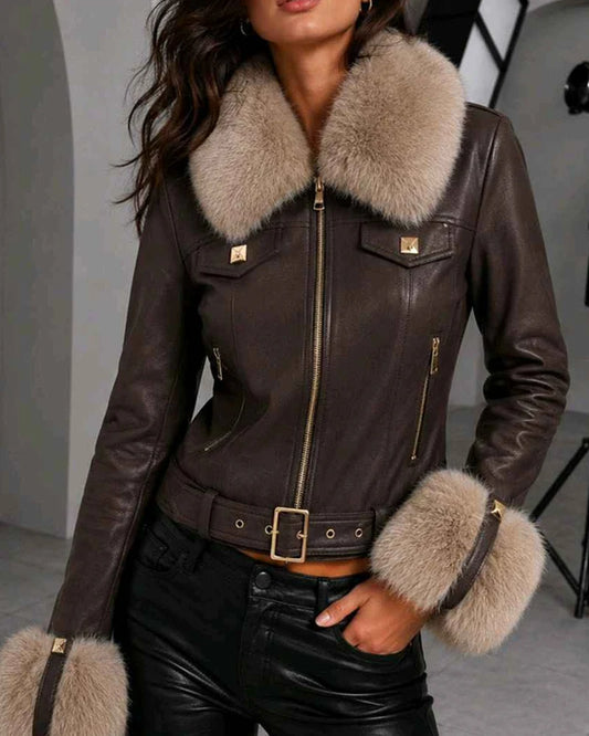 Giacca donna Vincenove caffè all'ingrosso modello DA-1116 - L&Y