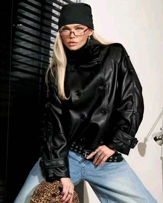 Giacca di ecopelle donna Vinceotto nero all'ingrosso modello DD100 - L&Y