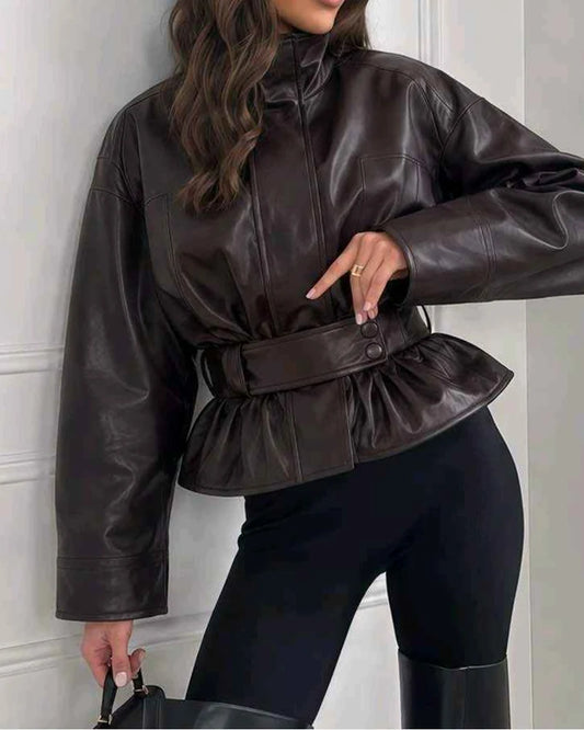 Giacca di ecopelle donna Vinceotto nero all'ingrosso modello DD110 - L&Y