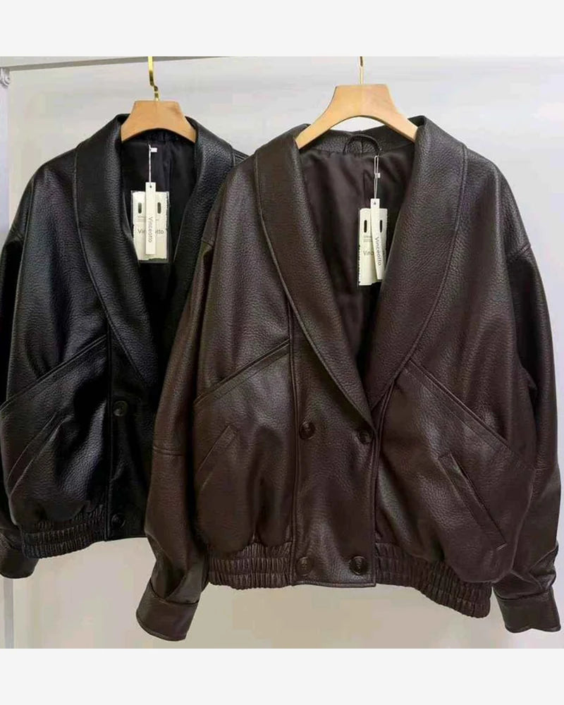 Giacca di ecopelle donna Vincenove nero all'ingrosso modello DD115 - L&Y - foto 2