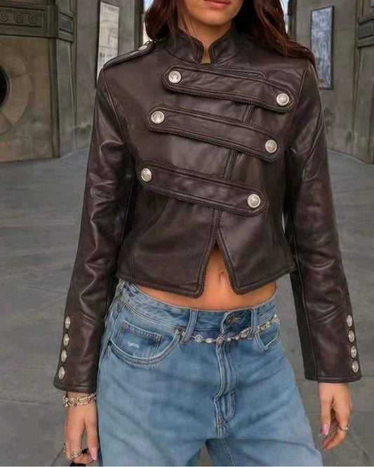 Giacca di ecopelle donna Vinceotto caffè all'ingrosso modello DD125 - L&Y