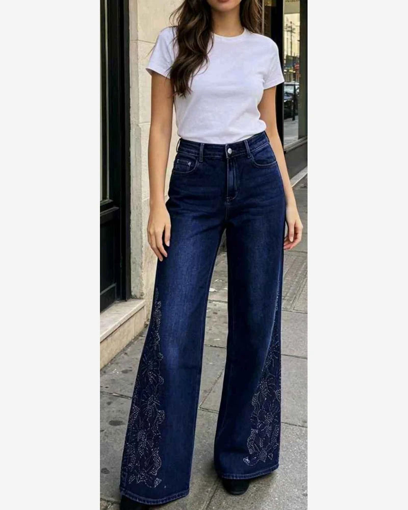 Jeans taglia comoda donna Nove & Nove blu all'ingrosso modello F2723 - L&Y