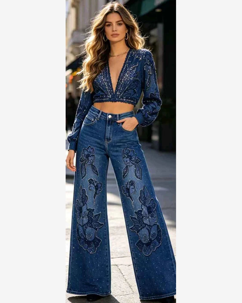 Jeans taglia comoda donna Nove & Nove blu all'ingrosso modello F2724 - L&Y
