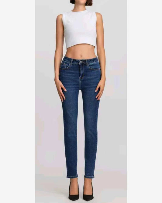 Jeans taglia comoda donna Farfallina blu all'ingrosso modello F7722 - L&Y
