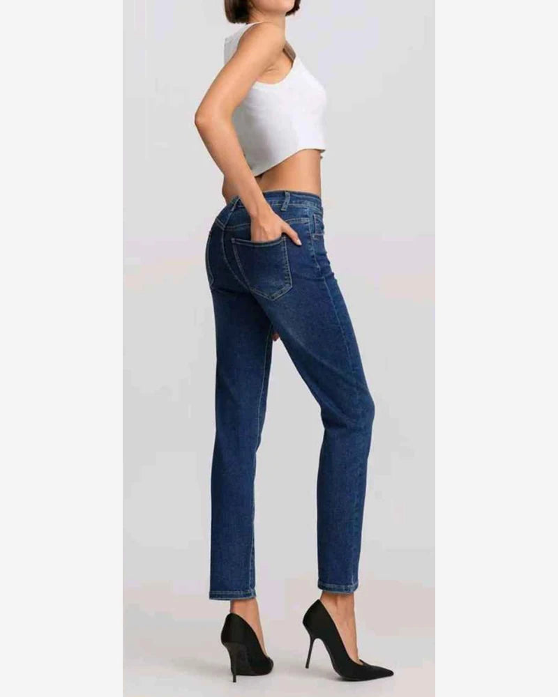 Jeans taglia comoda donna Farfallina blu all'ingrosso modello F7730 - L&Y - foto 2