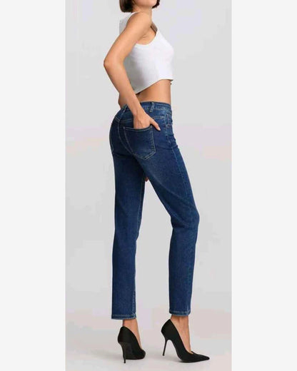 Jeans taglia comoda donna Farfallina blu all'ingrosso modello F7730 - L&Y - foto 2