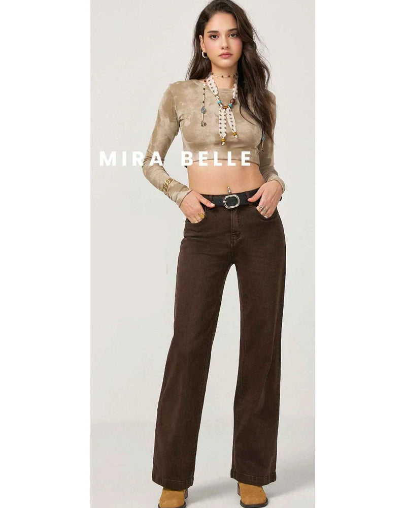 Jeans donna Mira Belle Marrone all'ingrosso modello J088 - L&Y