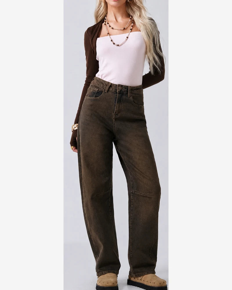 Jeans donna Mira Belle marrone all'ingrosso modello J101 - L&Y