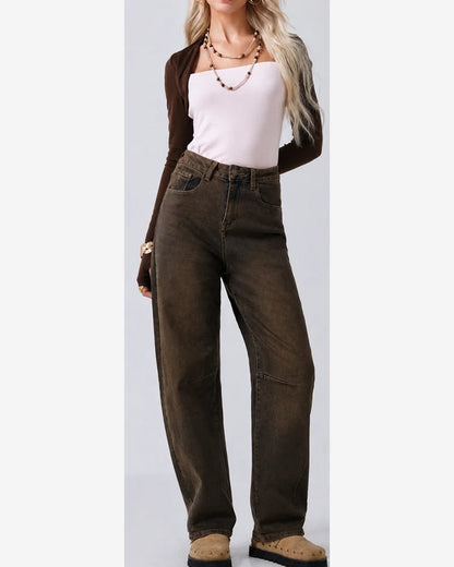 Jeans donna Mira Belle marrone all'ingrosso modello J101 - L&Y