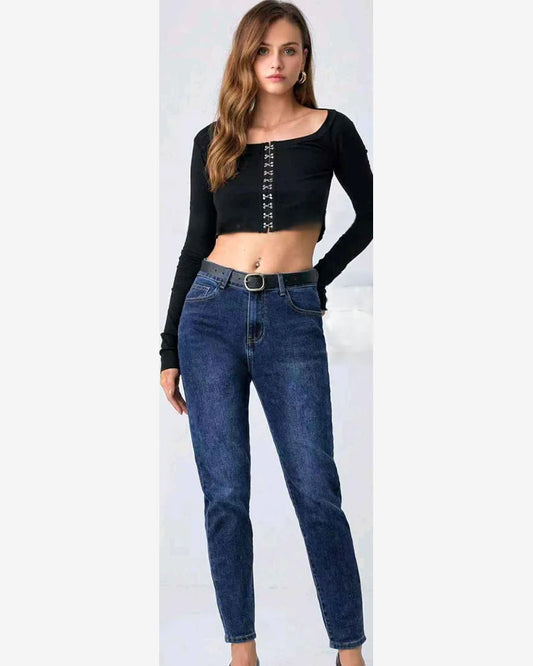Jeans taglia comoda donna Mira Belle blu all'ingrosso modello JF098 - L&Y