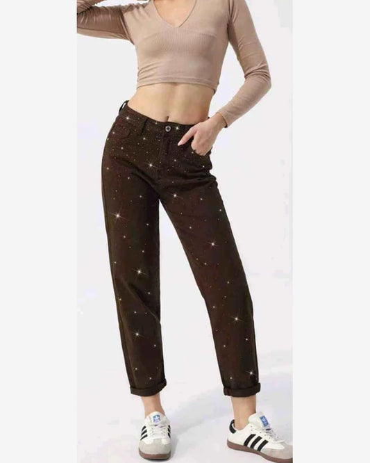 Jeans donna Kiss Pink marrone all'ingrosso modello KP387 - L&Y