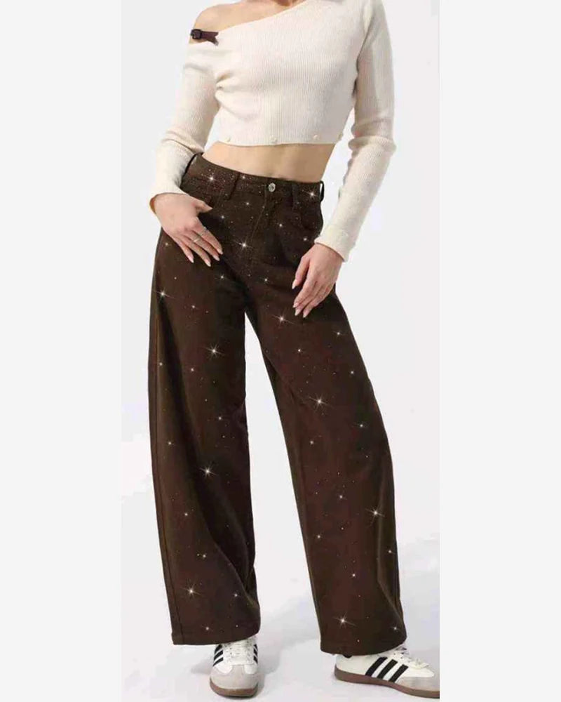 Jeans donna Kiss Pink marrone all'ingrosso modello KP388 - L&Y