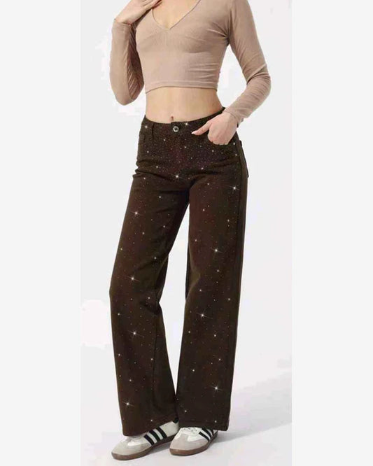 Jeans donna Kiss Pink marrone all'ingrosso modello KP389 - L&Y
