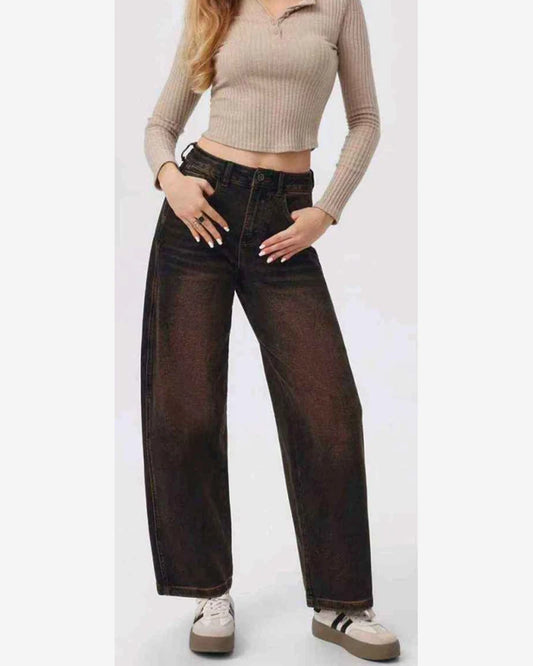 Jeans donna Kiss Pink marrone all'ingrosso modello KP392 - L&Y